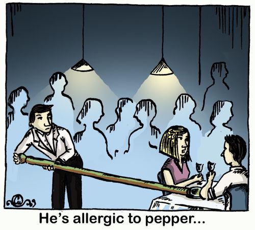 He's allergic to pepper...