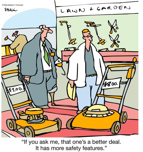 "If you ask me, that one's a better deal. It has more safety features."