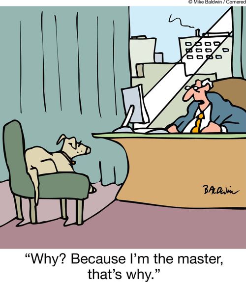 "Why? Because I'm the master, that's why."