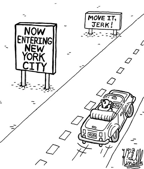 Now entering new york city... move it, jerk!
