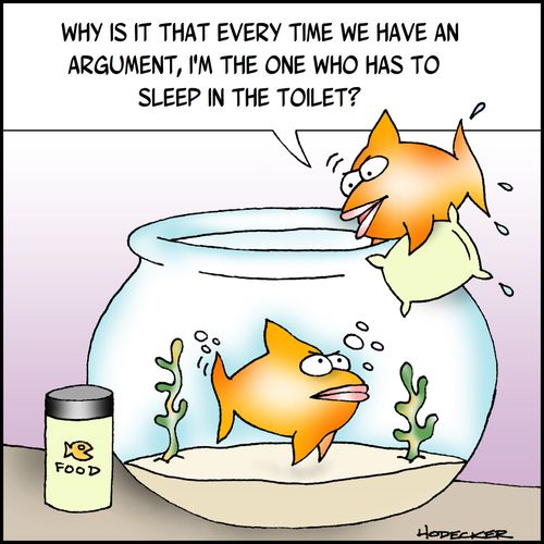 'Why is it that every time we have an argument, I'm the one who has to sleep in the toilet.'