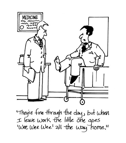 'They're fine through the day, but when I leave work the little one goes 'wee wee wee' all the way home.'