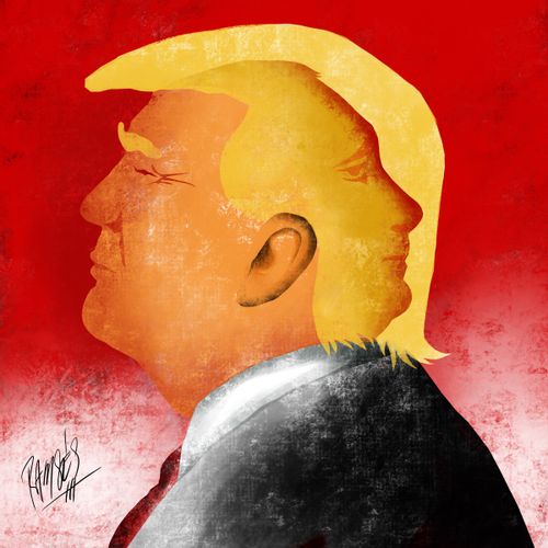 Donald Trump and Vladimir Putin in profile.