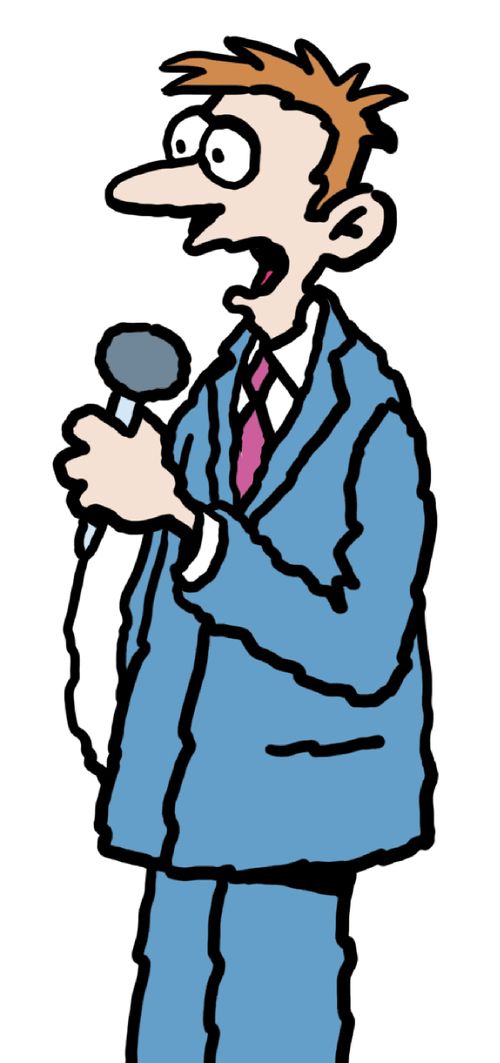 A male news reporter