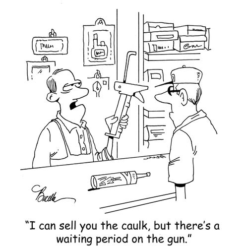 "I can sell you the caulk, but there's a waiting period for the gun."