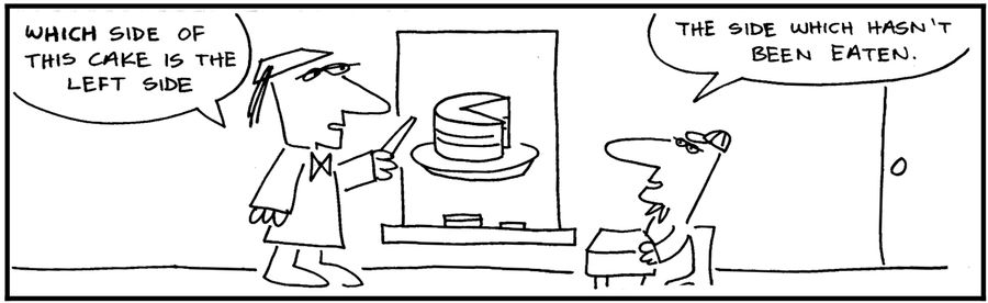 'Which side of this cake is the left side?'
