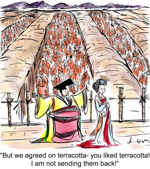 'But we agreed on terracotta- you liked terracotta! I am not sending them back!'