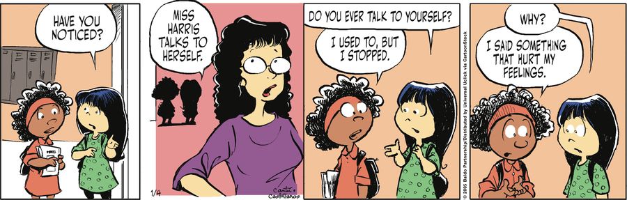 "Have you noticed? Miss Harris talks to herself."