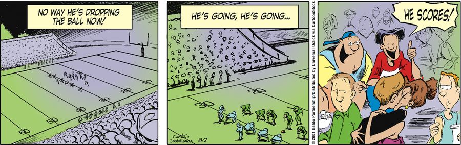 No way he's dropping the ball now! He's going, he's going...he scores!