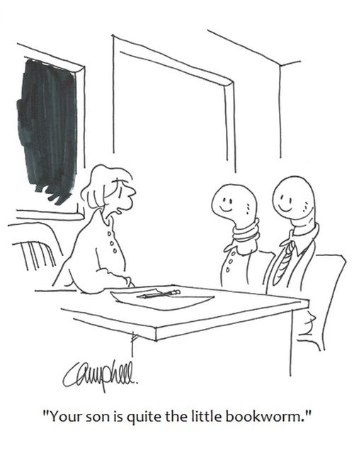 "Your son is quite the little bookworm."