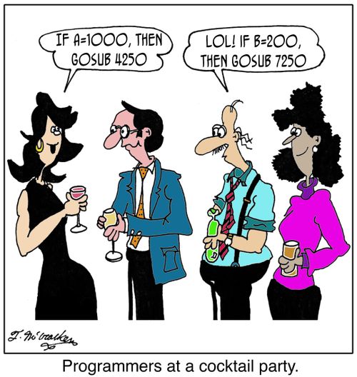 'Programmers at a cocktail party.' 