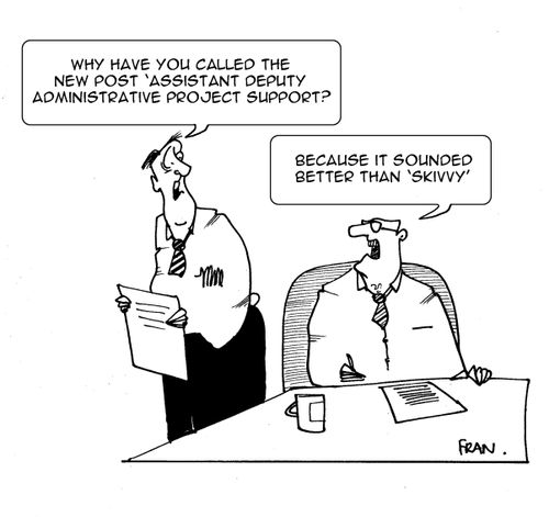 Why have you called the new post 'assistant deputy administrative project support? Because it sounded better than skivvy.