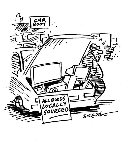 Car Boot Sale: All Goods Locally Sourced.