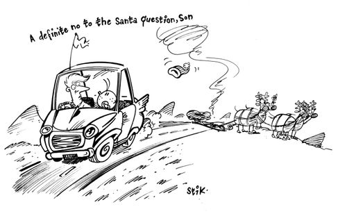 Dad runs over Santa claus