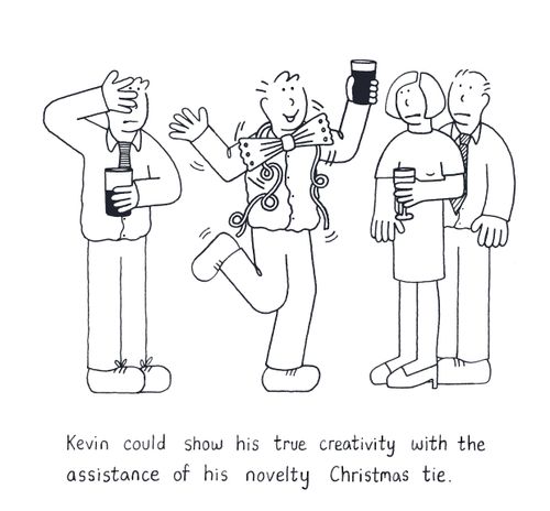 Kevin could only show his true creativity with the assistance of his novelty Christmas tie.