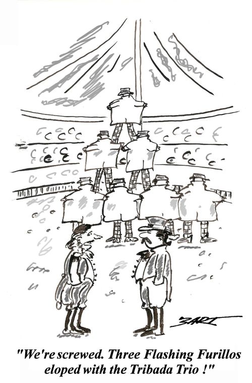 'We're screwed. Three Flashing Furillos eloped with Tribada Trio!'
