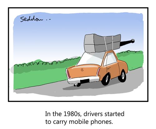 In the 1980s,drivers started to carry mobile phones.