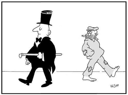Man with a top hat. The lid of the hat is rising with some eyes peering out.