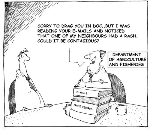 'Sorry to drag you in Doc.  But I was reading your e-mails and noticed that one of my neighbours had a rash, could it be contagious?'