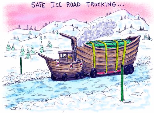 Safe Ice Road Trucking: a boat rig with wheels . . .