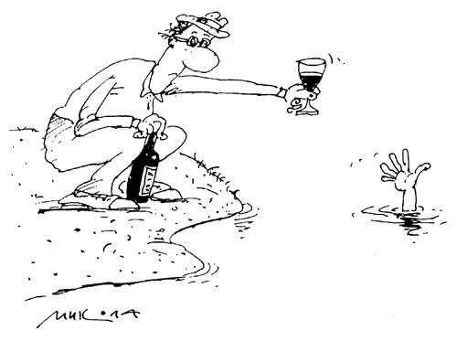 Man offering a drink to a drowning man
