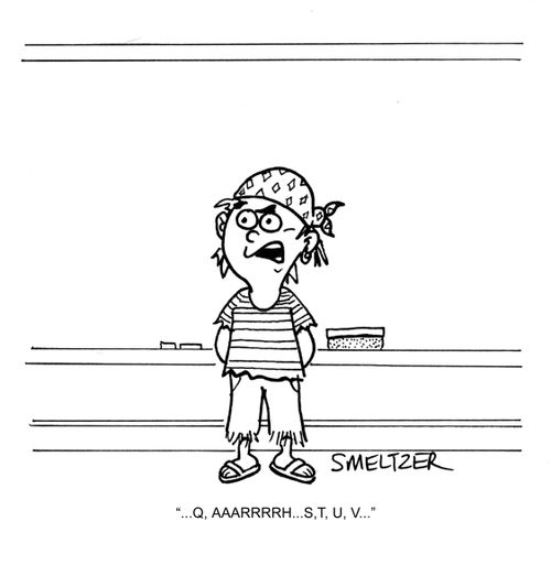 Pirate boy reciting the alphabet