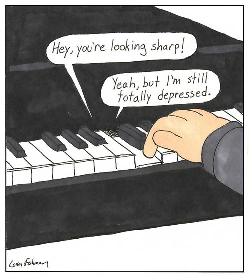 A piano key is totally depressed