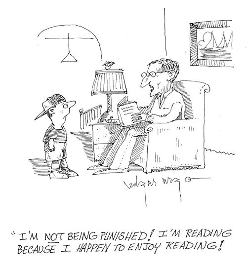 'I'm not being punished! I'm reading because I happen to enjoy reading!'
