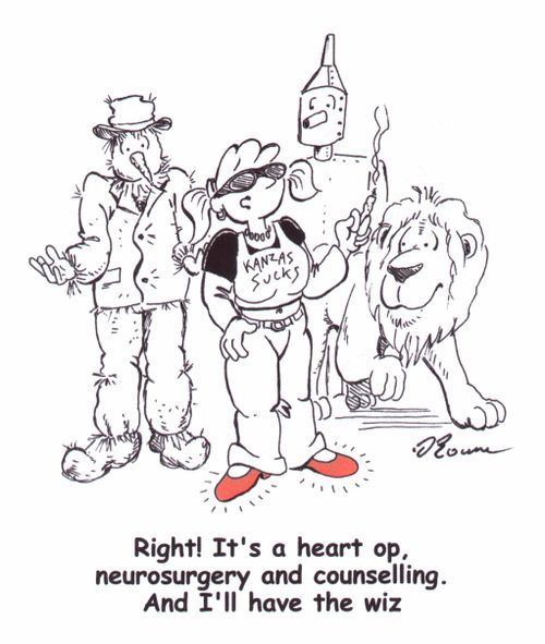 "Right! It's a heart op, neurosurgery and counselling. And I'll have the Wiz"