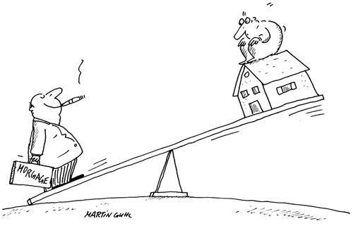 Man weighed down by mortgage.