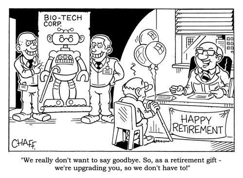 'We really don't want to say goodbye. So, as a retirement gift - we're upgrading you, so we don't have to!'