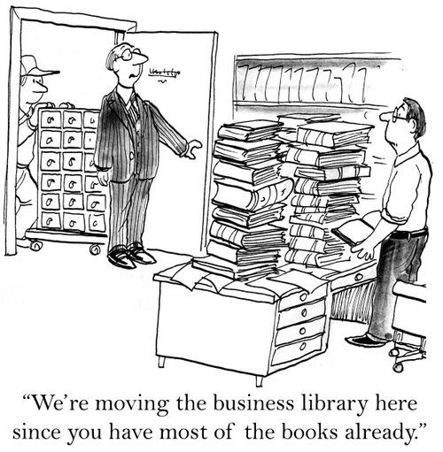 'We're moving the business library here since you have most of the books already.'