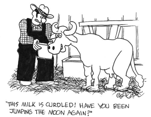 "This milk is curdled, have you been jumping the moon again?"