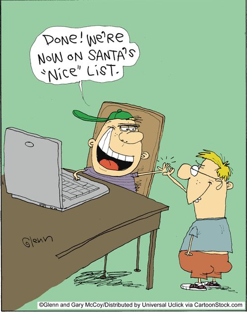 'Done! We're now on Santa's 'nice' list.'