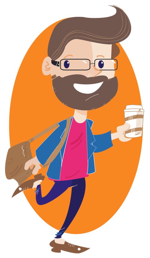 A hipster with his coffee.