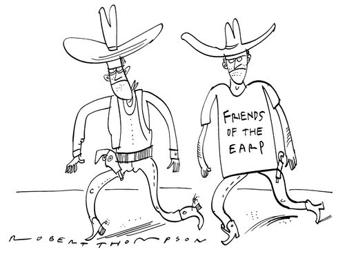 Cowboy with a 'Friends of the 'earp' T-shirt