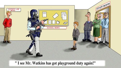 "I see Mr. Watkins has got playground duty again."