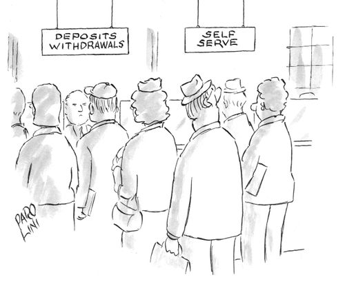 Bank with a 'self serve' counter.