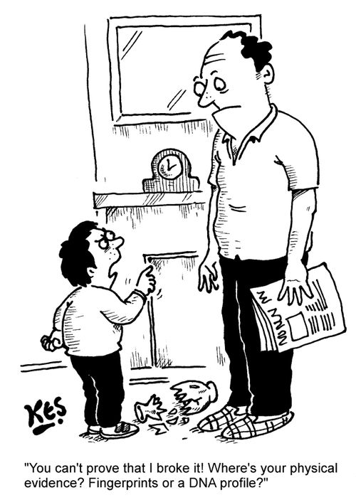 "You can't prove that I broke it! Where's your physical evidence? Fingerprints or a DNA profile?"
