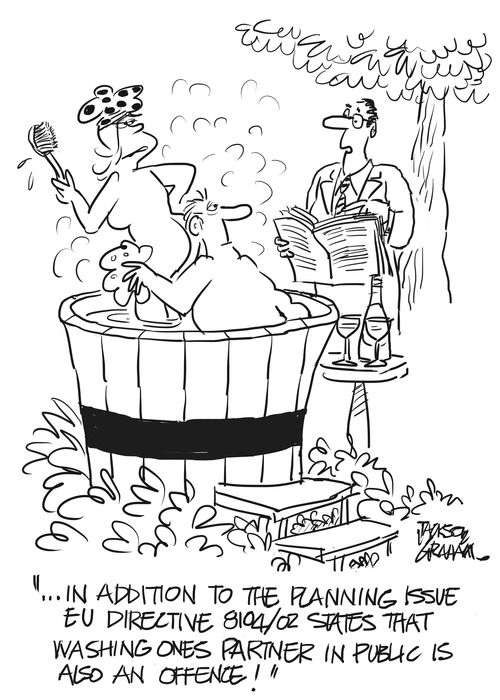 "In addition to the planning issue, EU directive states that washing ones partner is public is also an offence."