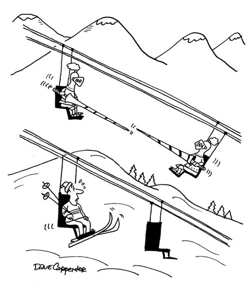 Ski slope jousting.