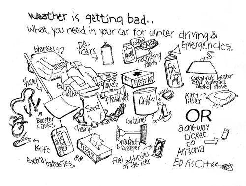 Weather is getting bad. . . what you need in your car for winter driver and emergencies...