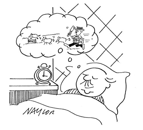 Man dreaming about chasing sheep with a cleaver.