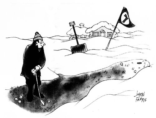 Golfer playing in the snow