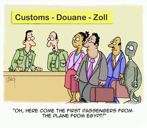 'Oh, here come the first passengers from the plane from Egypt!'