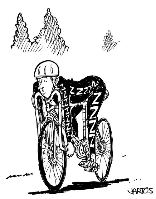 Cyclist is Fast Asleep.