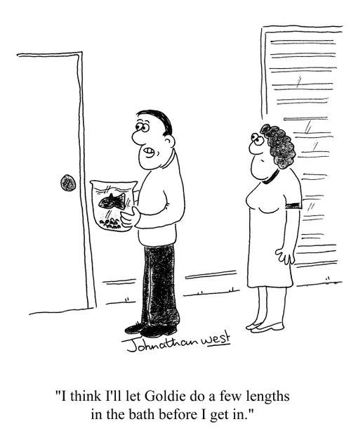 'I think I'll let Goldie do a few lengths in the bath before I get in.'