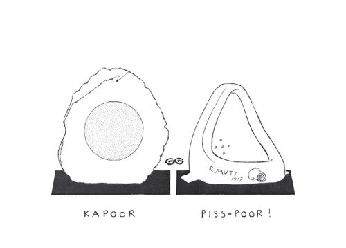 Kapoor & Piss-poor (Anish Kapoor sculpture beside Marcel Deschamps urinal)