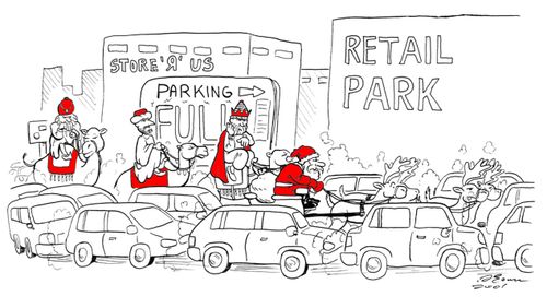 Three Wise Men Trying To Get Through Retail Park