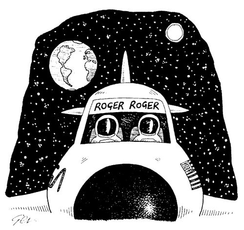 Astronauts in rocket, "Roger, Roger"